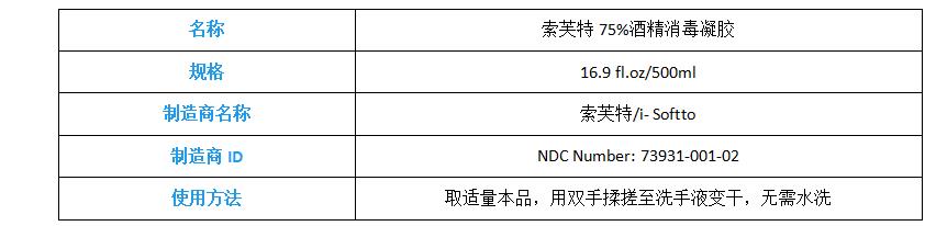 索芙特75%酒精消毒凝胶